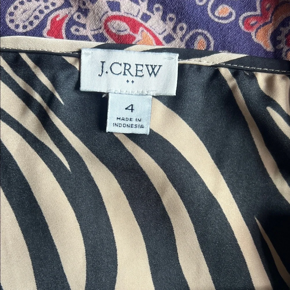 J. Crew Black and Cream Zebra Camisole